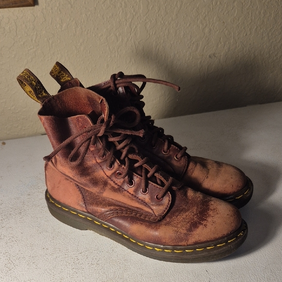 Dr. Martens Shoes - Dr. Martens Distressed Brown Leather Boots